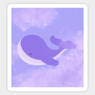 Purple Whale in sky Sticker